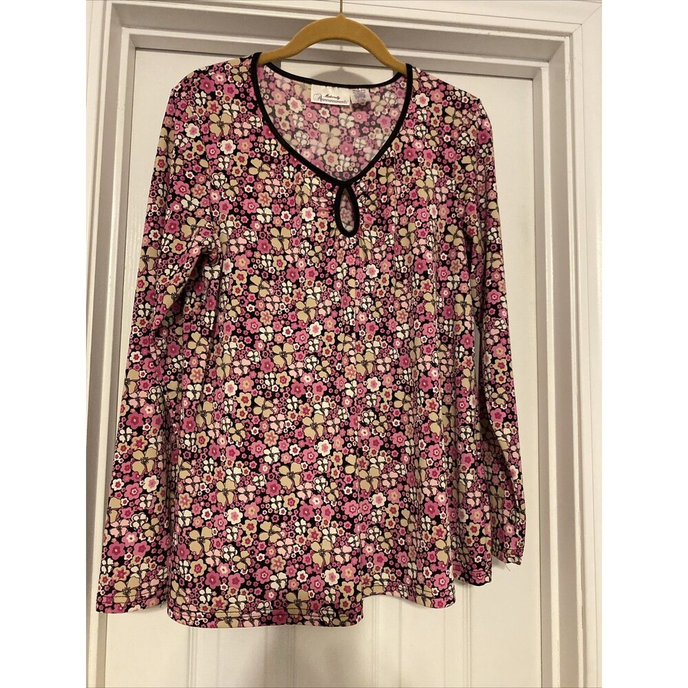 Womens‎ Maternity Announcements Pink Floral Long Sleeve Shirt size M